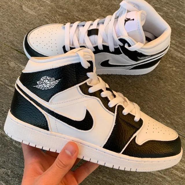 Custom Jordans Black White Outline