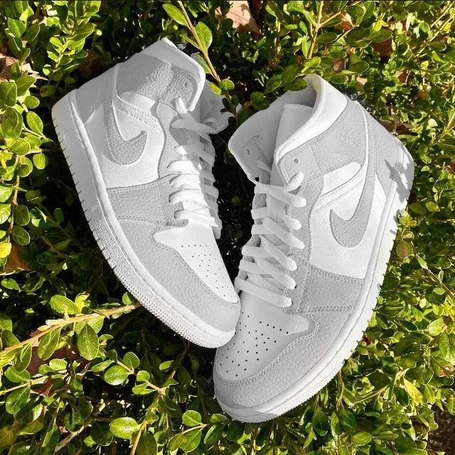 Custom Jordans Light Grey White