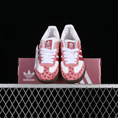 Custom Adidas White And Baby Pink With Heart Designs