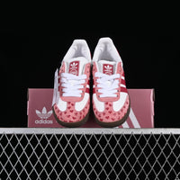 Custom Adidas White And Baby Pink With Heart Designs