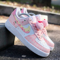Custom AF 1s Shoes Adorable Baby Pink White Cherry Pattern