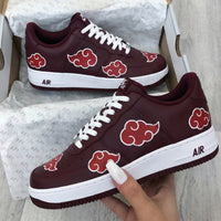Custom AF 1s Shoes Akatsuki Clouds Maroon White