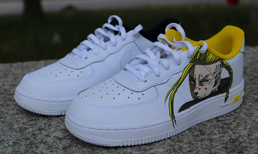 Custom AF 1s Shoes Anime Character Design Yellow Trim