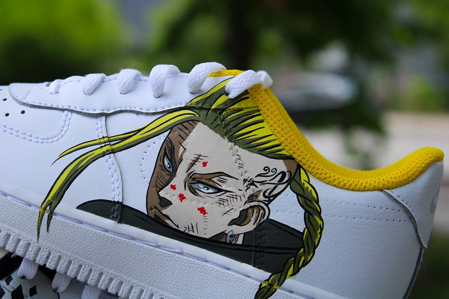 Custom AF 1s Shoes Anime Character Design Yellow Trim