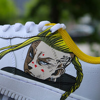 Custom AF 1s Shoes Anime Character Design Yellow Trim