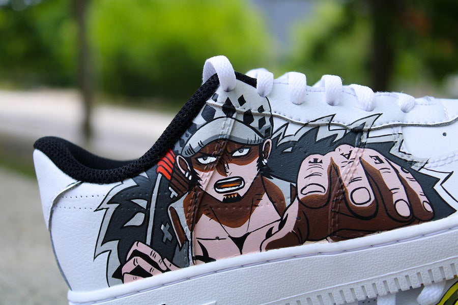 Custom AF 1s Shoes Anime Character Design Yellow Trim