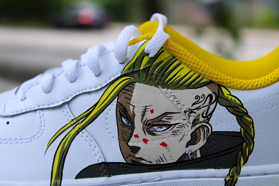 Custom AF 1s Shoes Anime Character Design Yellow Trim