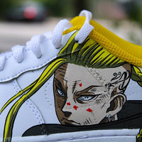 Custom AF 1s Shoes Anime Character Design Yellow Trim