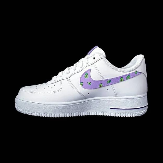 Custom AF 1s Shoes Avocado Pattern Purple