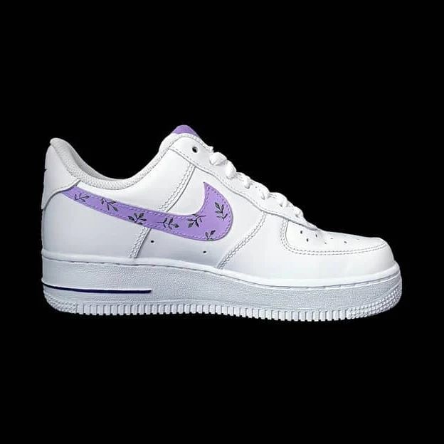 Custom AF 1s Shoes Avocado Pattern Purple