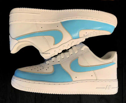 Custom AF 1s Shoes Baby Blue Accents