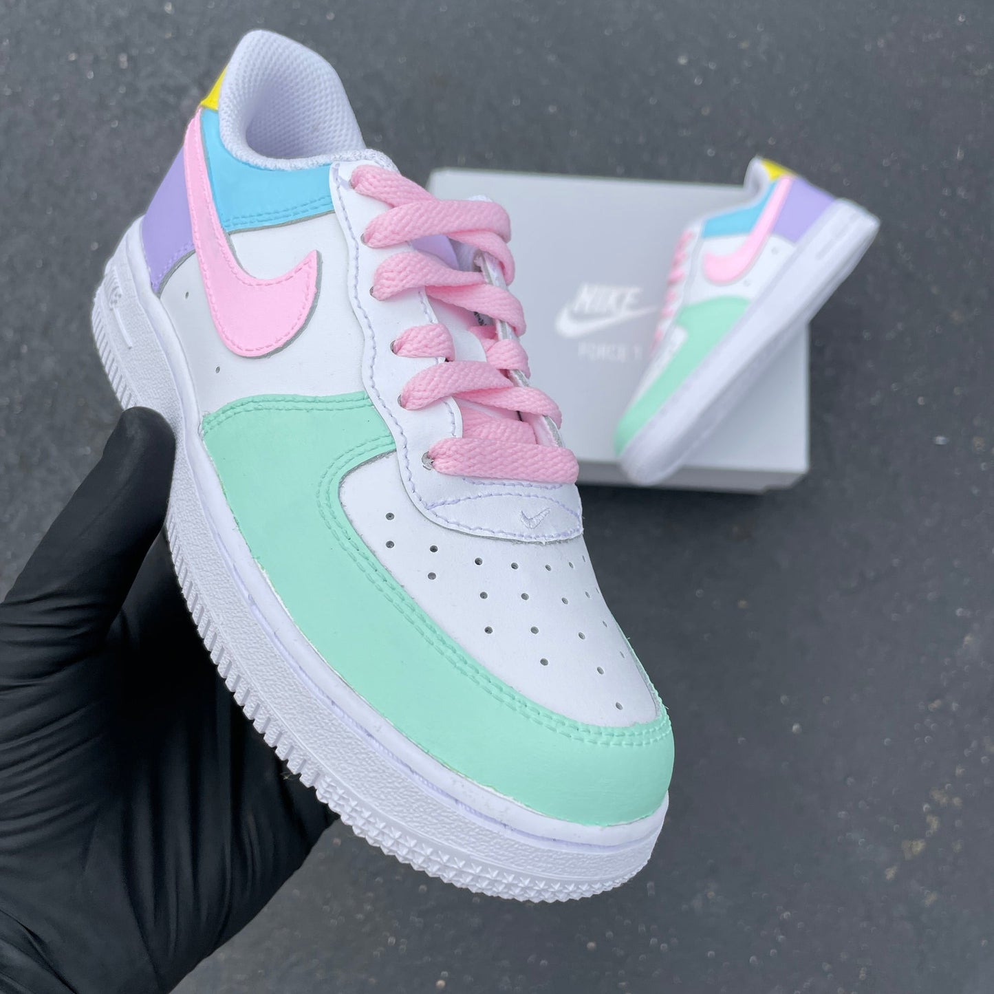 Custom AF 1s Shoes Baby Pink Mint Green Pastel