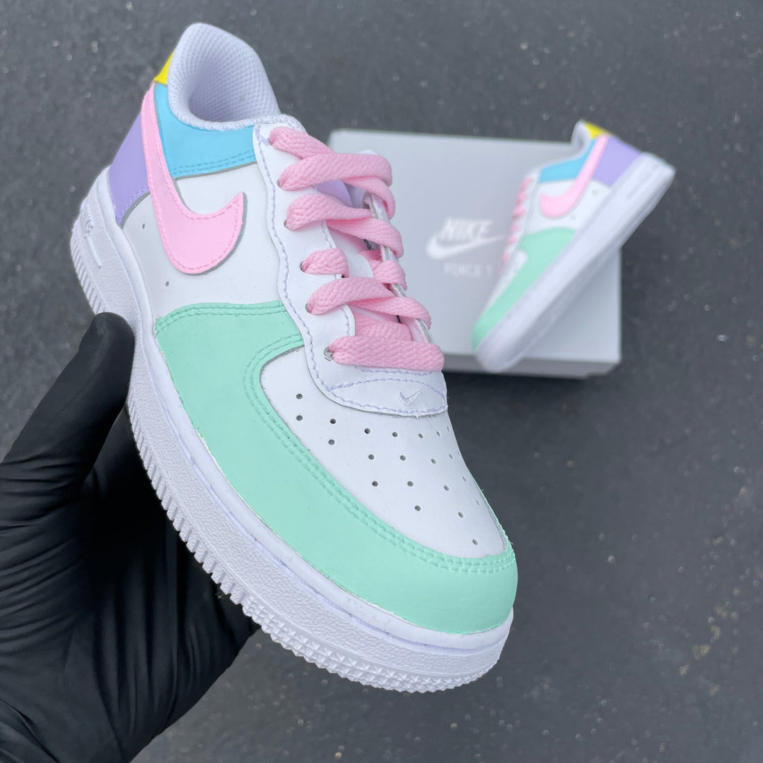 Custom AF 1s Shoes Baby Pink Mint Green Pastel