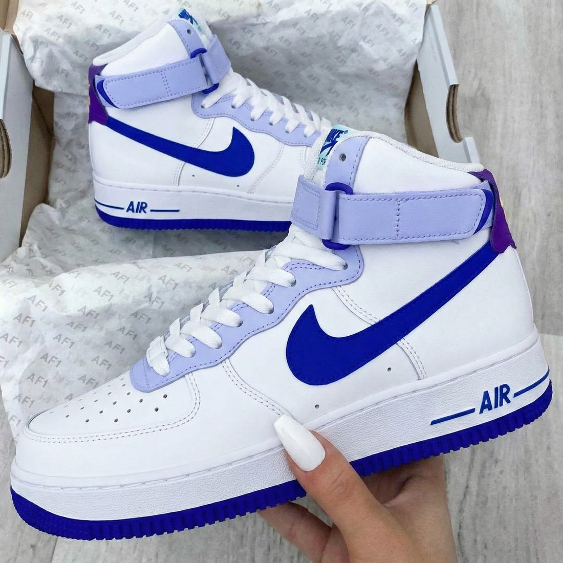 Custom AF 1s Shoes Baby Purple and Blue