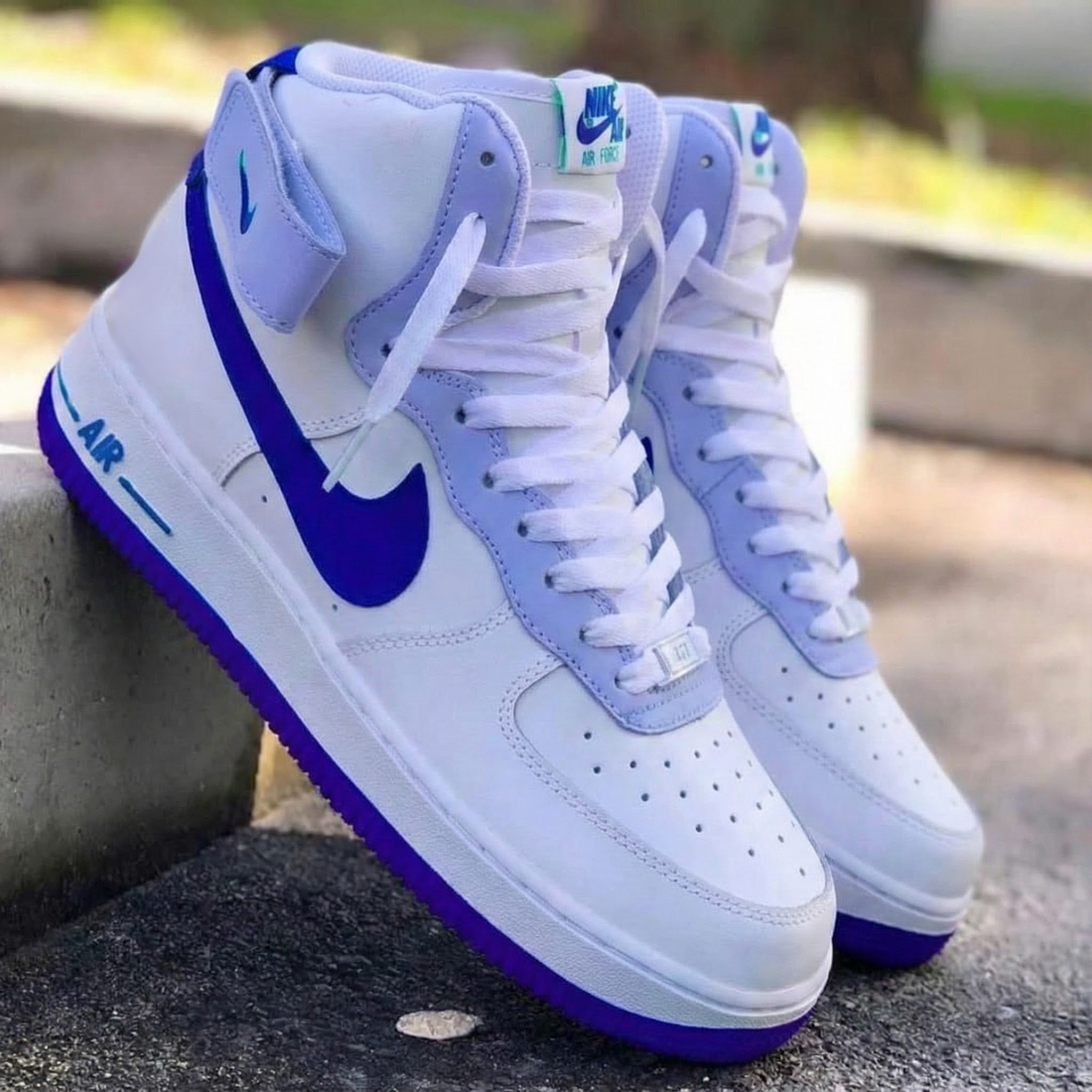 Custom AF 1s Shoes Baby Purple and Blue