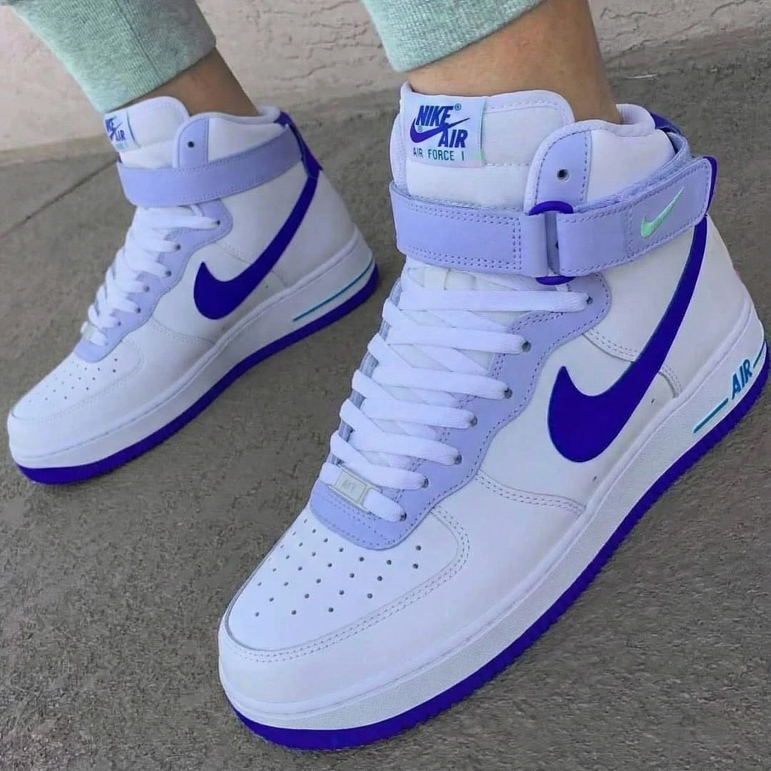 Custom AF 1s Shoes Baby Purple and Blue