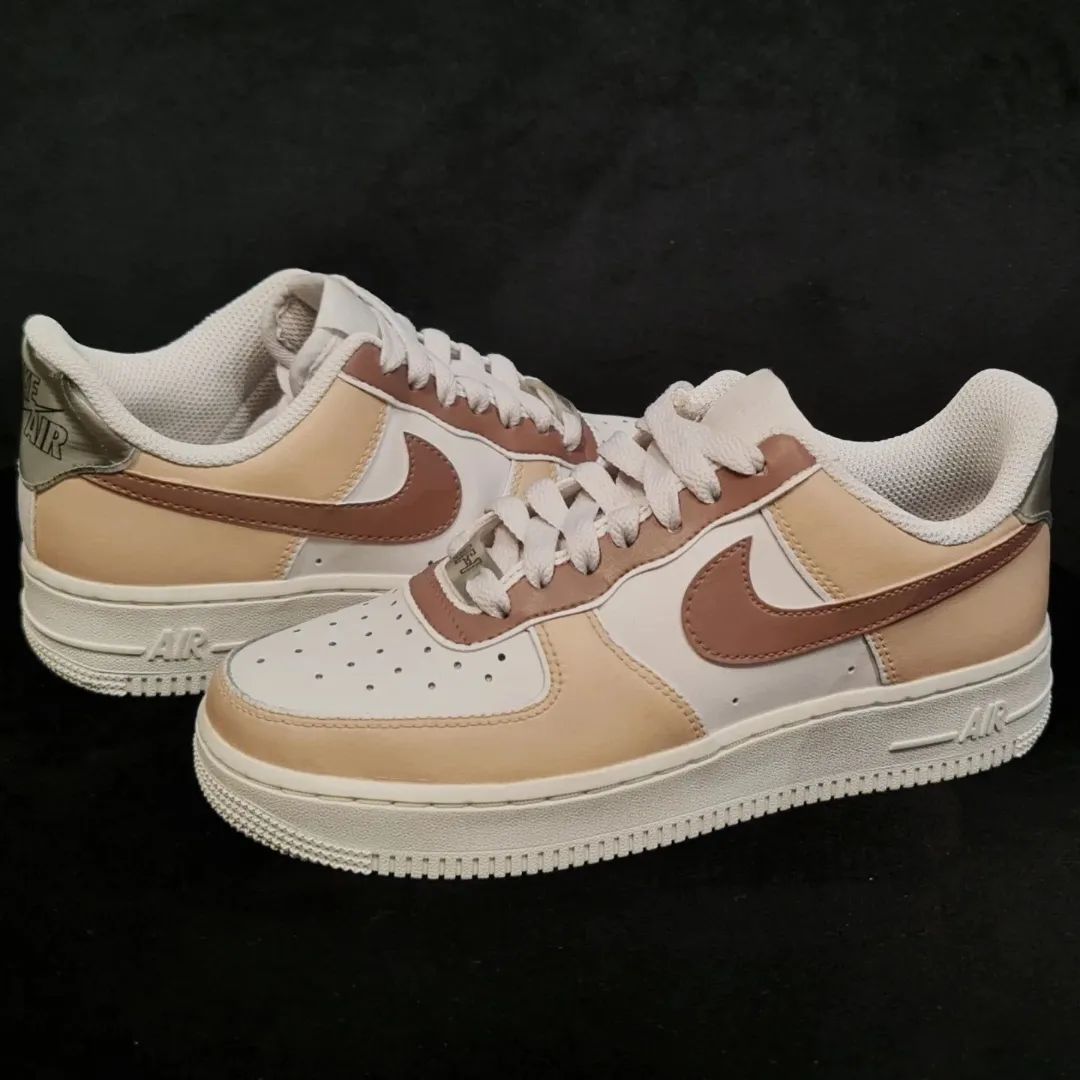 Custom AF 1s Shoes Beige Brown Color