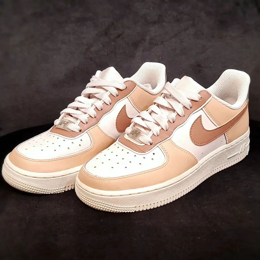 Custom AF 1s Shoes Beige Brown Color