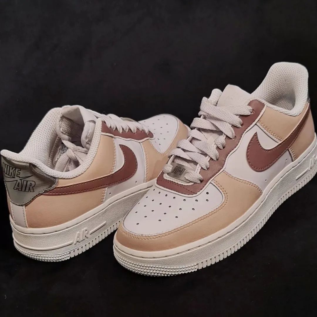 Custom AF 1s Shoes Beige Brown Color