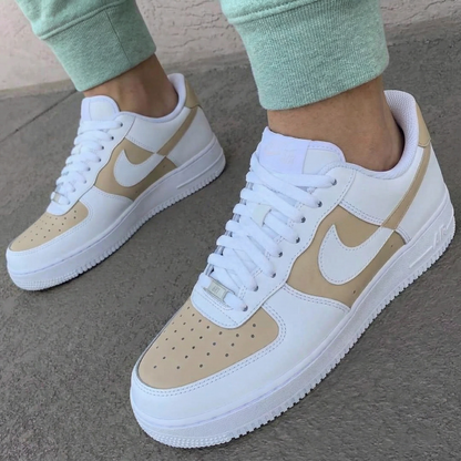 Custom AF 1s Shoes Beige Color