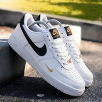 Custom AF 1s Shoes Black and Gold Accents