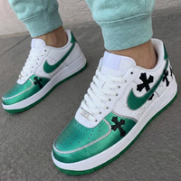 Custom AF 1s Shoes Black Crosses Green Black