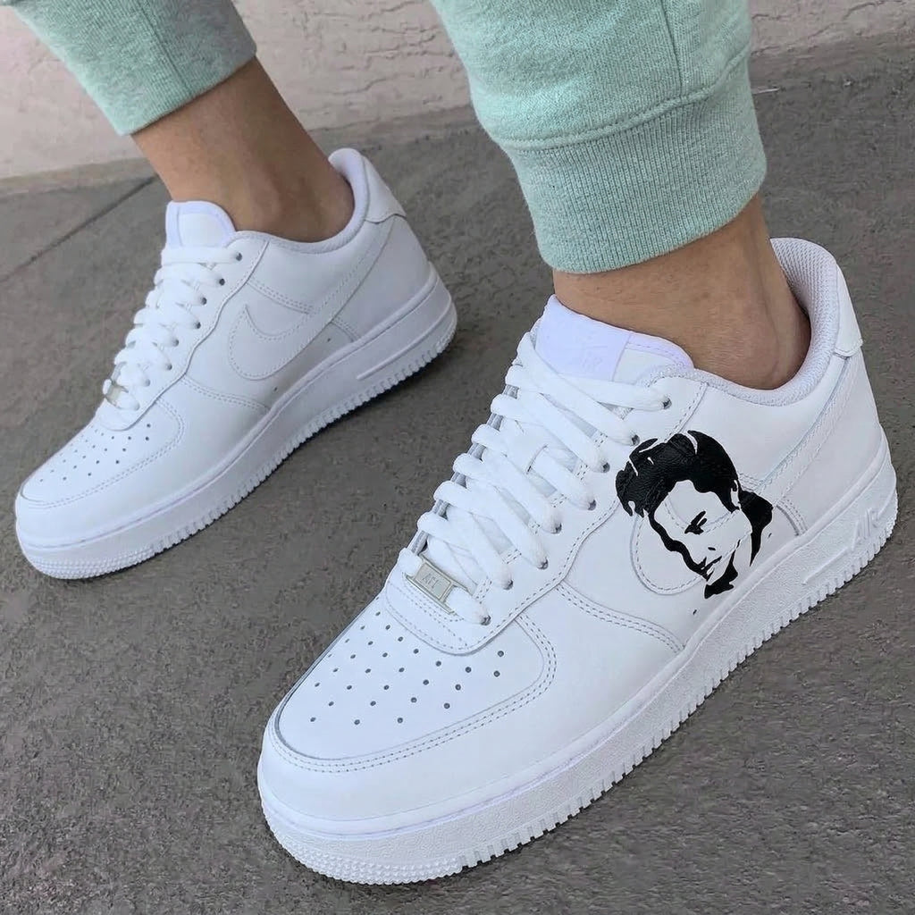 Custom AF 1s Shoes Black Portrait White Black