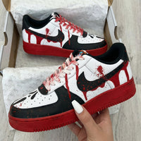 Custom AF 1s Shoes Blood Drip Blood Splatter Scream Mask Black Red