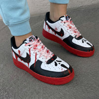 Custom AF 1s Shoes Blood Drip Blood Splatter Scream Mask Black Red