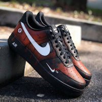 Custom AF 1s Shoes Blood Splatter Design Black Orange