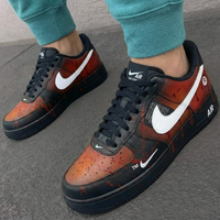 Custom AF 1s Shoes Blood Splatter Design Black Orange