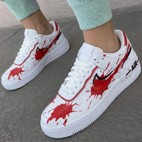 Custom AF 1s Shoes Blood Splatter Pattern Red Black