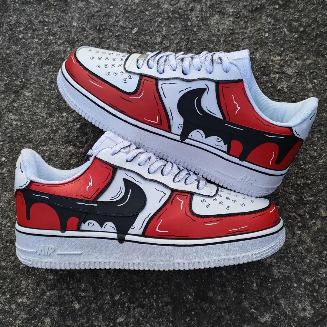 Custom AF 1s Shoes Bold Red and Black