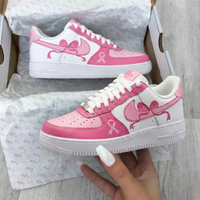 Custom AF 1s Shoes Bow Ribbon White Baby Pink