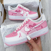 Custom AF 1s Shoes Bows Pink Ribbons Baby Pink Pink
