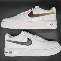 Custom AF 1s Shoes Brown and Gray Accents