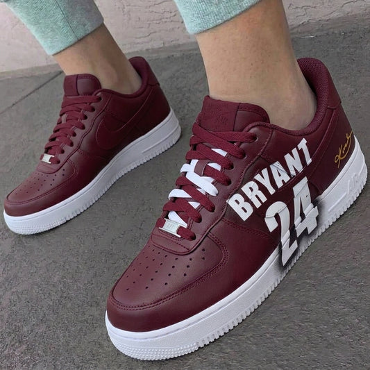 Custom AF 1s Shoes Bryant 24 Burgundy White
