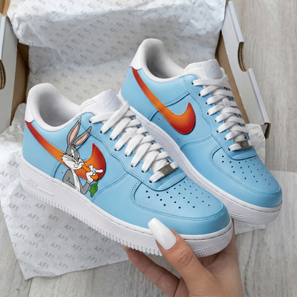 Custom AF 1s Shoes Bugs Bunny Baby Blue Orange