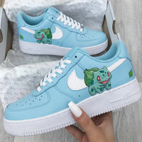 Custom AF 1s Shoes Bulbasaur Design Baby Blue