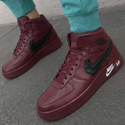 Custom AF 1s Shoes Burgundy Black