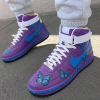 Custom AF 1s Shoes Butterfly Drip Design Purple Blue