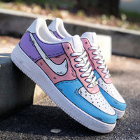 Custom AF 1s Shoes Cartoon Pattern Baby Pink Blue Purple