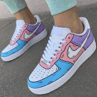 Custom AF 1s Shoes Cartoon Pattern Baby Pink Blue Purple