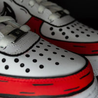 Custom AF 1s Shoes Cartoon Pattern Red Black and White