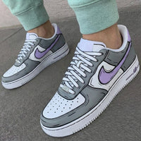 Custom AF 1s Shoes Cartoon Style Gray Purple