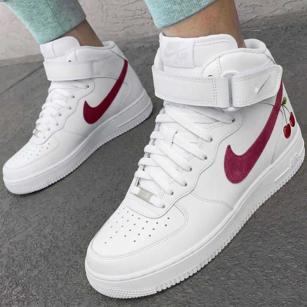 Custom AF 1s Shoes Cherry Pattern Red