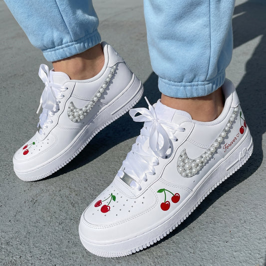 Custom AF 1s Shoes Cherry Pearl Red Green