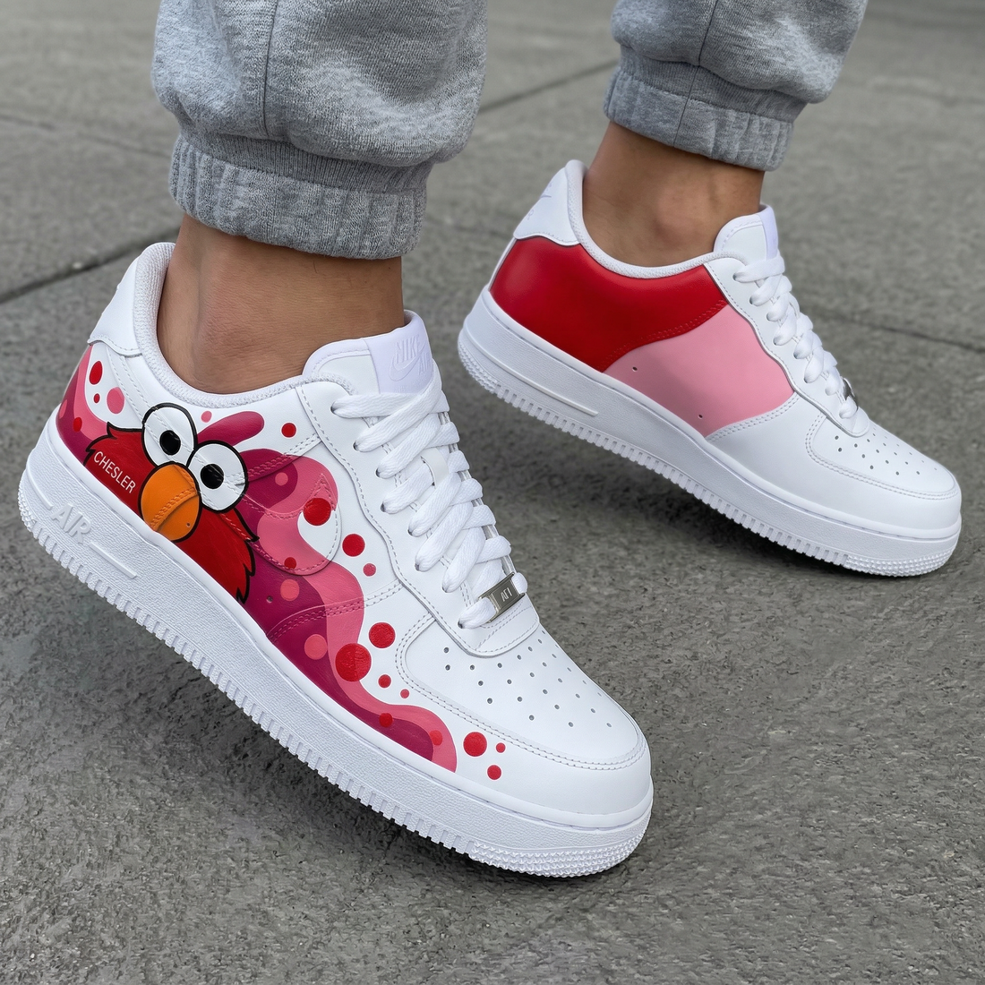 Custom AF 1s Shoes Chesler Character Red Baby Pink