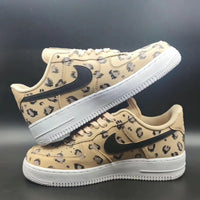 Custom AF 1s Shoes Classic Beige Base with Black Leopard Spots