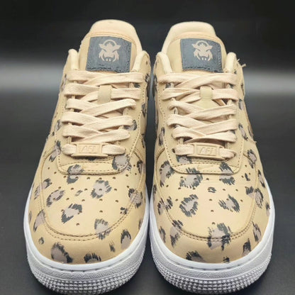 Custom AF 1s Shoes Classic Beige Base with Black Leopard Spots